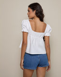 Image of Axoni Square Neck Blouse in Linen White