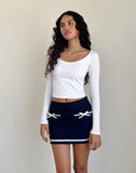 Image of Babeda Bow Mini Skirt in Navy