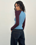 Image of Balqis Long Sleeve top in Blue Redwood Combination