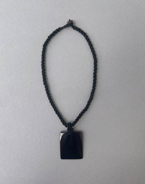 image of Bara Necklace with Black Rectangle Pendant