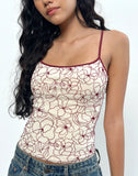Image of Barlyn Cami Top in Line Flower Cream