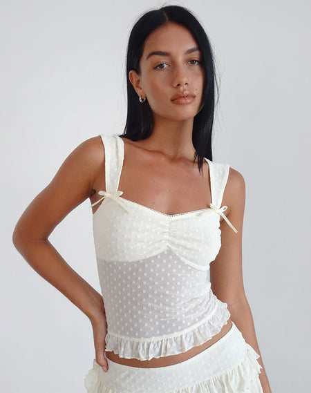 Gastri Mini Skirt in Ivory Polka Flock