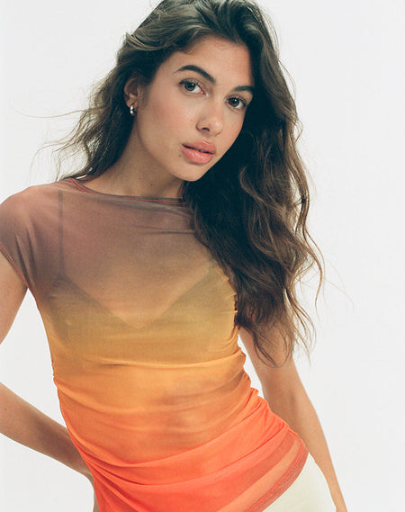 Jophiel Cut Shoulder Top in Cupro Coral