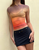 image of Bastille Top in Mesh Printed Orange Sunset