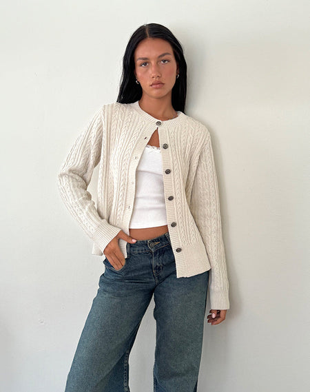 Ricani Open Knit Cardigan in Ivory