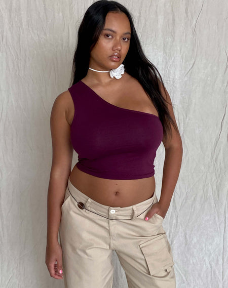 Letitia O Ring One Shoulder Crop Top in Dusty Pink