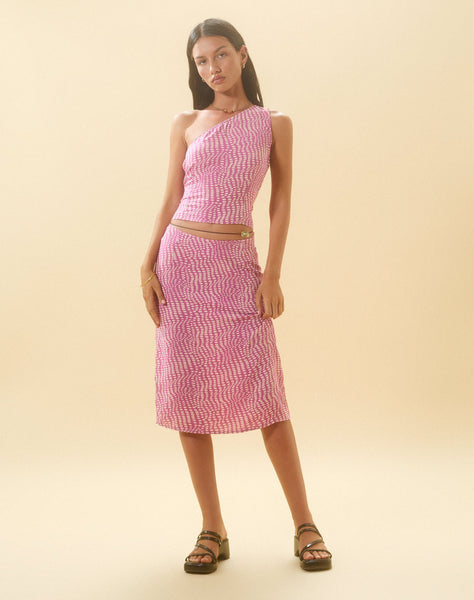 image of Harriet Midi Skirt in Wavy Polka Purple