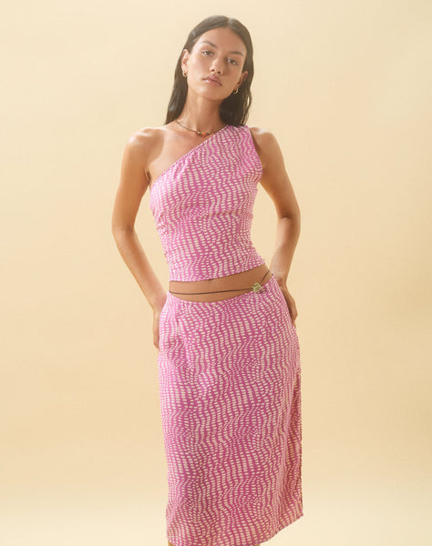 image of Harriet Midi Skirt in Wavy Polka Purple