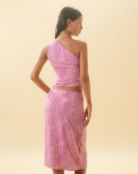 Image of Bayan One Shoulder Top in Wavy Polka Purple