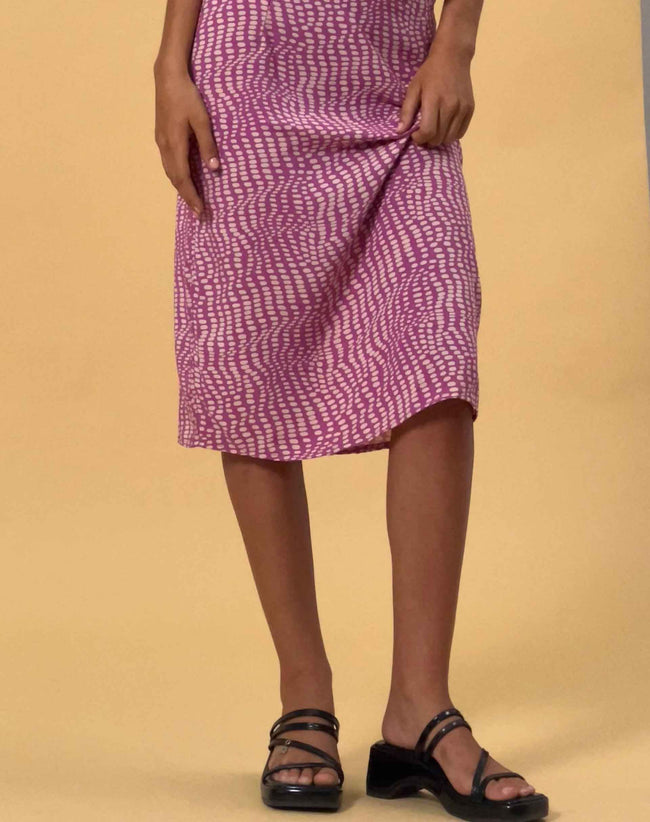 image of Harriet Midi Skirt in Wavy Polka Purple