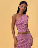 Image of Bayan One Shoulder Top in Wavy Polka Purple