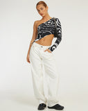 image of Baylee Crop Top in Mono Doodle Black