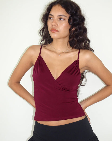 Image of Bea Cross Front Top in Burgundy