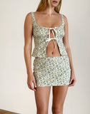 image of Bebeka Micro Skirt in Pretty Floral Light Sage