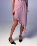 Image of Beleri Ruffle Asymmetric Dress in Pink Chiffon