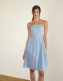 Image of Belesi Midi Dress in Blue Small Vertical Stripe