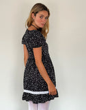 Image of Beling Mini Tea Dress in Black Ditsy Romance