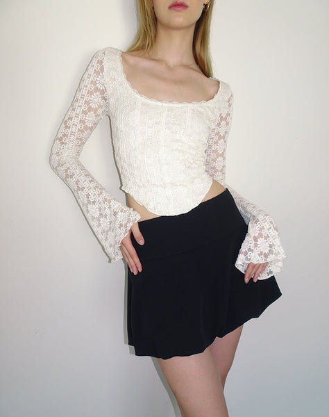 Image of Belle Long Sleeve Top in Regal Lace Ivory