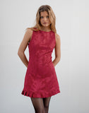 Image of Benian Mini Dress in Satin Jacquard Red