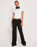 image of Bennett Wide Leg Trouser in Tailoring Black with White Stripe