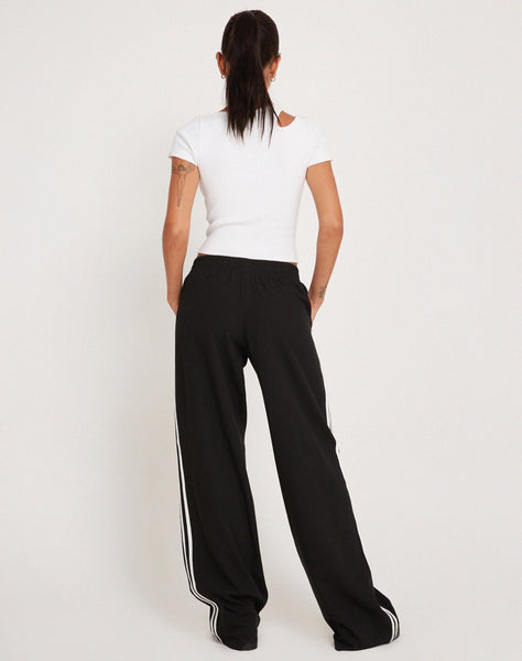 image of Bennett Wide Leg Trouser in Tailoring Black with White Stripe