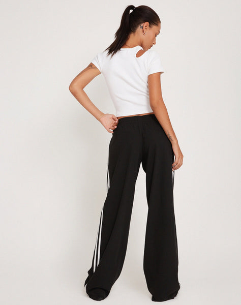 image of Bennett Wide Leg Trouser in Tailoring Black with White Stripe