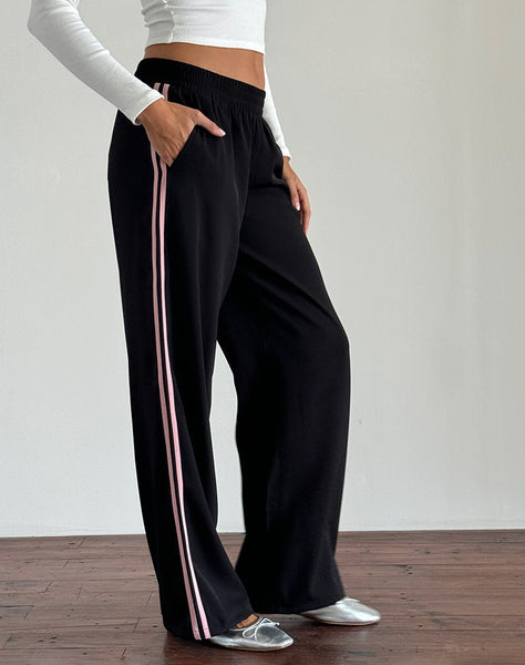 Image of Bennett Trouser in Black with Pink Side Stripe