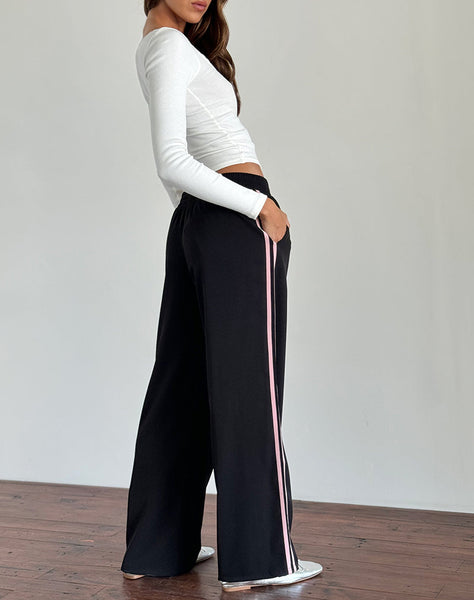 Image of Bennett Trouser in Black with Pink Side Stripe