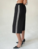 Image of Benno 3/4 Shorts in Black with White Side Stripe