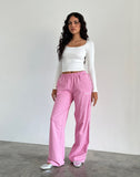 Image of Benton Jogger in Flamingo Pink with White Binding and M Embroidery