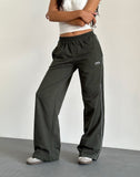 Image of Benton Wide Leg Jogger in Olive with 'M' Embroidery