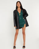 image of Bernoki Mini Dress in Drape Sequin Forest Green