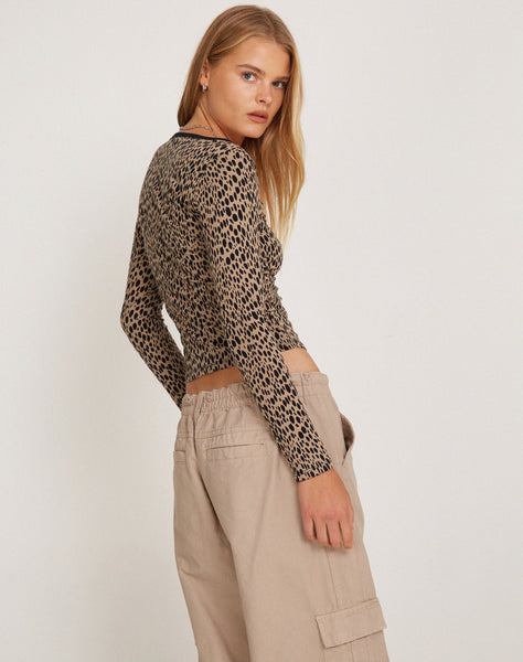 Image of Beshi Long Sleeve Top in Mini Cheetah Black Binding