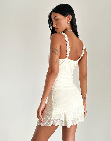 Image of Bestari Mini Dress in Ivory Polka Flock