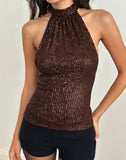 Image of Beyi Halter Top in Drape Sequin Brown