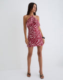 Image of Beyza Halter Mini Dress in Zebra Print Red