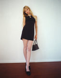 Image of Bibidia Mini Dress in Black with Cream Bow