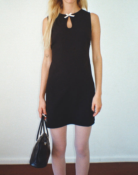 Image of Bibidia Mini Dress in Black with Cream Bow