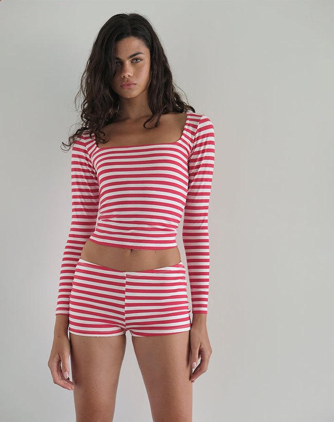 image of Eunia Shorts in Red and White Stripe