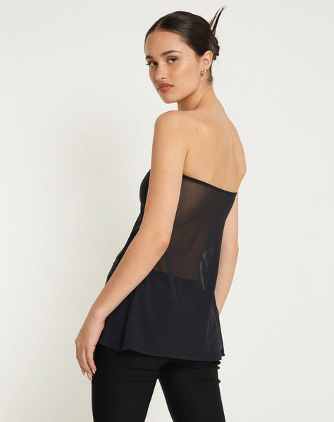 Image of Bilancia Bandeau Mesh Top in Black