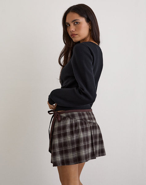 Image of Billa Wrap Mini Skirt in Grey Check