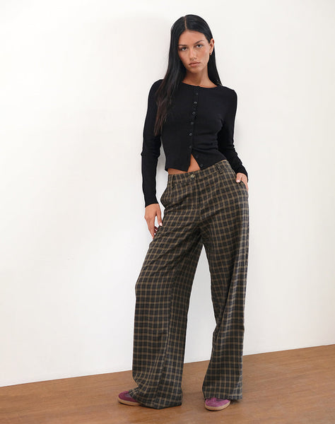 Image of Binar Trouser in Dark Brown Check