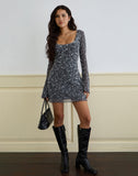 Image of Bindara Mini Dress in Pretty Petal Flock Dark Grey