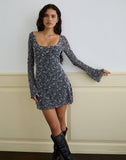 Image of Bindara Mini Dress in Pretty Petal Flock Dark Grey
