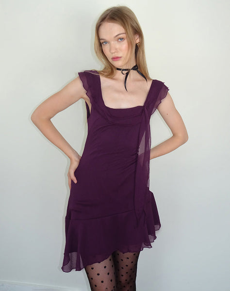 Image of Binita Mini Dress In Chiffon Aubergine