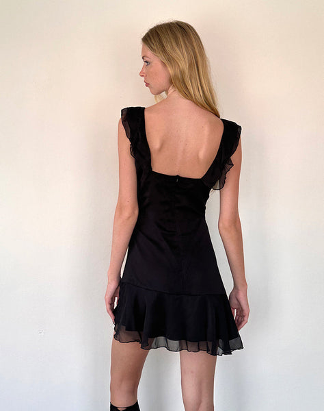 Image of Binita Mini Dress in Chiffon Black