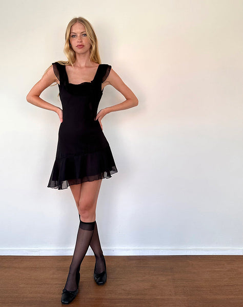 Image of Binita Mini Dress in Chiffon Black