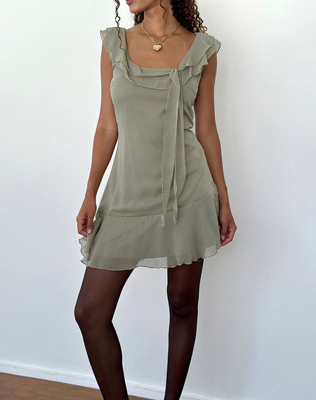 Janjisu Bodycon Mini Dress in Olive