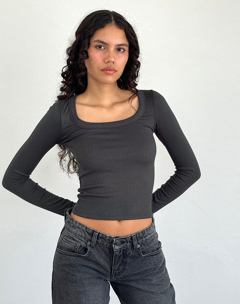 Image of Binlo Extra Long Sleeve Top in Black Forest