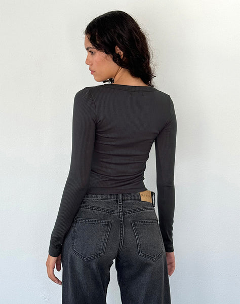 Image of Binlo Extra Long Sleeve Top in Black Forest